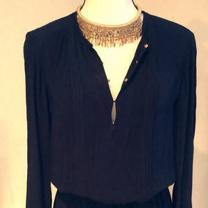 Long Sleeve Dian Von Furstenberg Navy Blue Dress